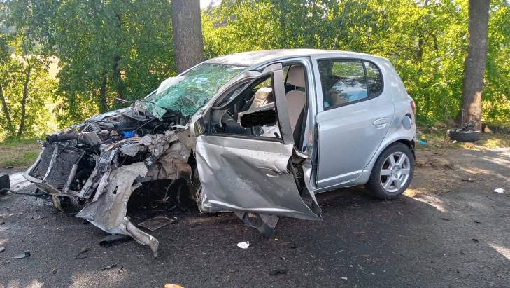 Toyota uderzyła w drzewo, kierowca walczy o życie