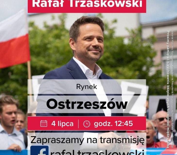 Rafał Trzaskowski w sobotę przyjedzie do Ostrzeszowa