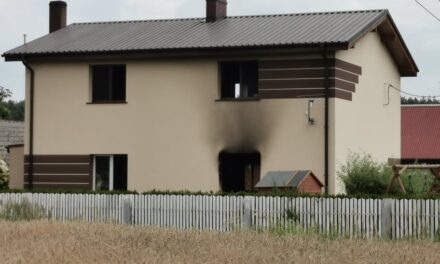 Pożar domu jednorodzinnego w Zalesiu. Jedna osoba poparzona