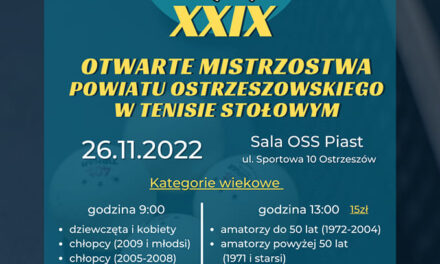 Otwarte Mistrzostwa Powiatu Ostrzeszowskiego w Tenisie Stołowym