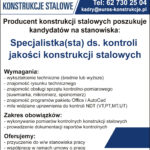 PRACA: SPECJALISTA DS. KONTROLI JAKOŚCI KONSTRUKCJI STALOWYCH