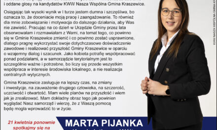 Marta Pijanka – Kandydatka na Wójta Gminy Kraszewice