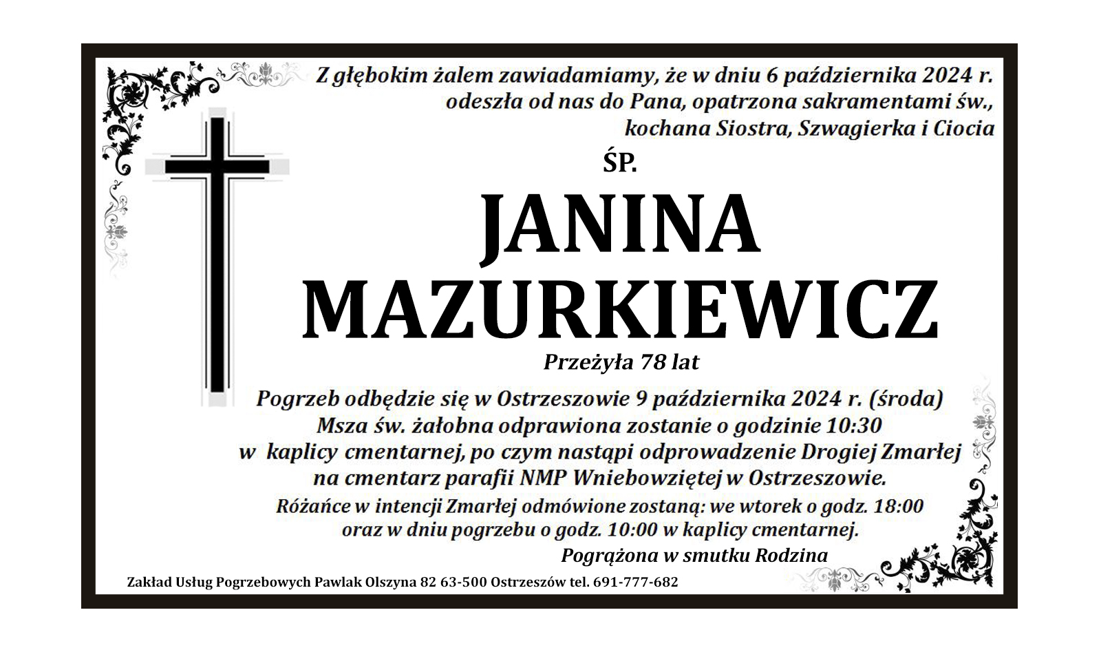 † Janina Mazurkiewicz